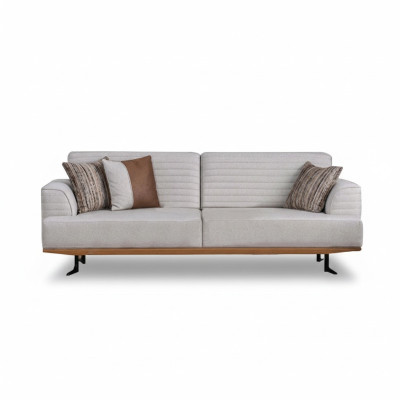 Luxurious set of gray three-seater sofas for the living room with a modern design.