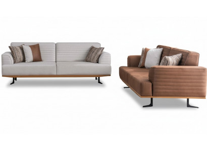 Modern three-seater sofa set in brown and gray color for the living room