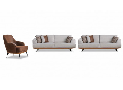 Luxury 3-piece upholstered suite three-seater sofas & armchair for living room