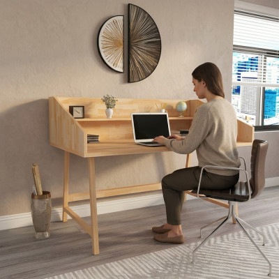 Stylish Light Brown Desk Designer Office Desks Luxury Wood Furniture