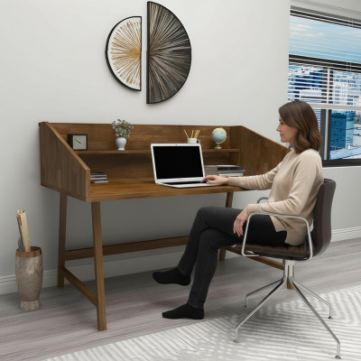 High-quality wood table, designer office desk, modern wooden furniture desk