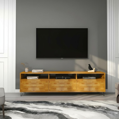 Brown living room sideboard sturdy TV stand modern wooden furniture