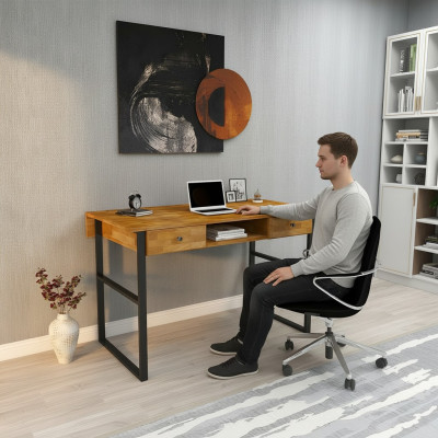 Brown wooden table with 2 drawers designer office furniture luxury desk