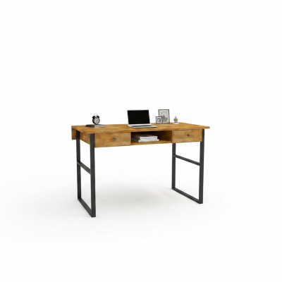 Brown wooden table with 2 drawers designer office furniture luxury desk