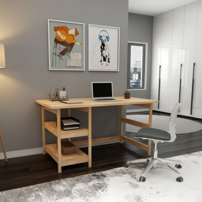 Modern brown youth room table luxury wood table with metal frame