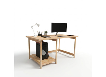 Robust Desk Stylish Light Brown Computer Table Shelving Table
