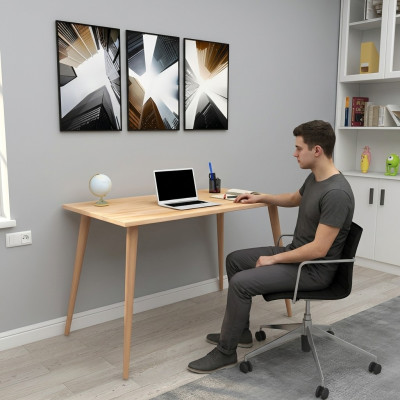 Beige wooden table designer loft table stylish desks luxury furniture