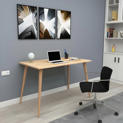 Beige wooden table designer loft table stylish desks luxury furniture