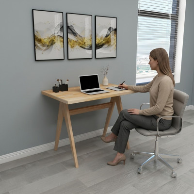 Stylish Beige Desk Modern Filing Tables Luxurious Wood Furniture