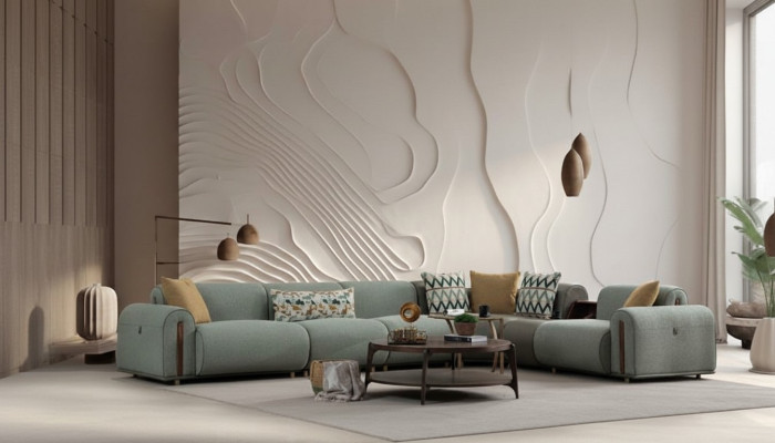 Luxurious green corner sofa living room leather couches designer seating furniture