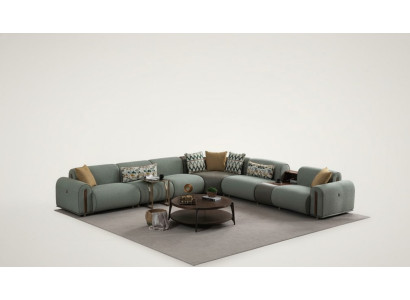 Stylish corner sofa designer living room couch L-shape elegant upholstered couch