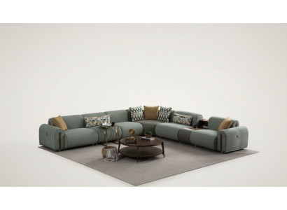 Stylish corner sofa designer living room couch L-shape elegant upholstered couch