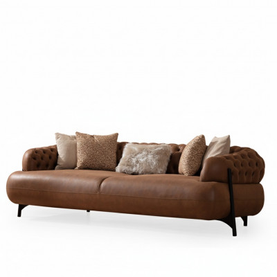 Brown Chesterfield three-seater living room upholstered sofa modern furniture