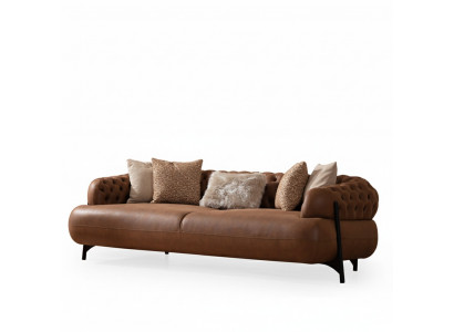 Brown Chesterfield three-seater living room upholstered sofa modern furniture