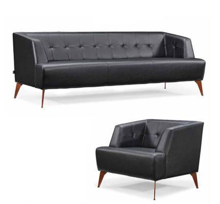 Black living room seating set Noble three-seater cocktail chair 2-piece set