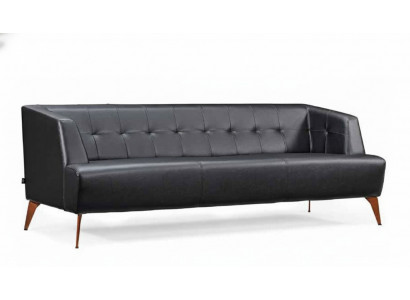 Stylish Black Three-Seater Modern Leather Sofa Living Room Sofa Bed