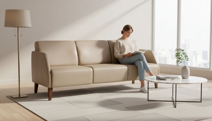 Beige living room two-seater upholstered furniture modern fabric couch 2-seater