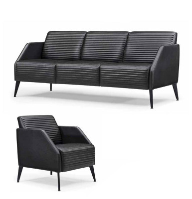Luxurious black living room sofa set designer armchairs 2-piece set