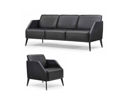 Luxurious black living room sofa set designer armchairs 2-piece set