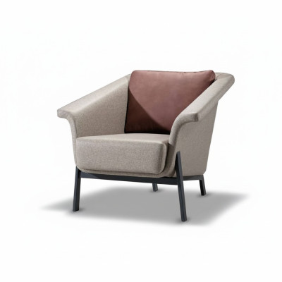 Gray single-seater designer TV armchair living room leather armchair 1-seater