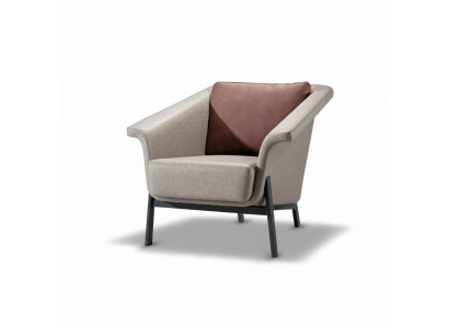 Gray single-seater designer TV armchair living room leather armchair 1-seater
