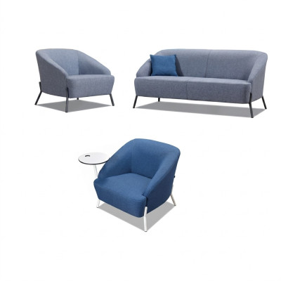 Gray-Blue Sofa Set Designer Upholstered Couches Modern 2-Seater Armchair