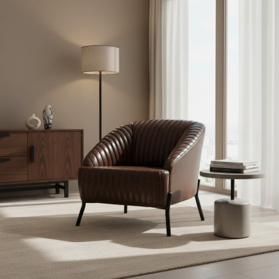 Brown armchair designer living room recliner leather single-seat furniture
