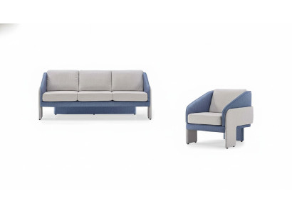 Gray-blue living room designer seating furniture 3-seater armchair 2-piece set