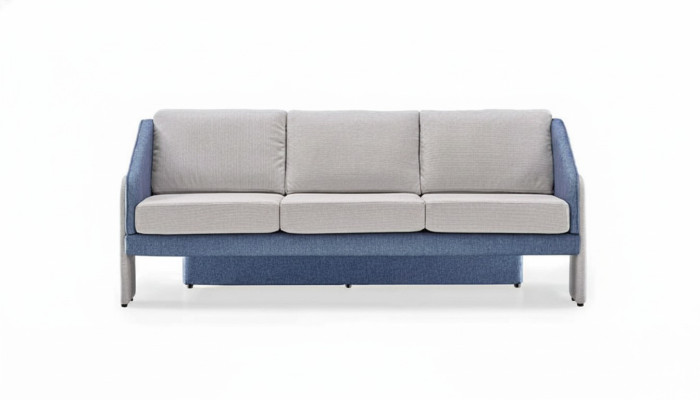 Gray-Blue Three-Seater Modern Upholstery Sofas Designer Living Room Couch