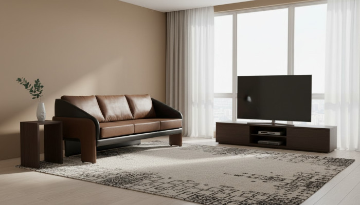 Brown-black three-seater exclusive upholstered furniture designer leather couch