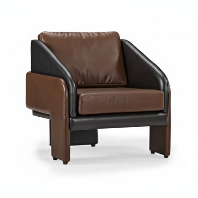 Brown-Grey Club Armchair Luxurious Lounge Chair Relaxing Single-Seater Armchair