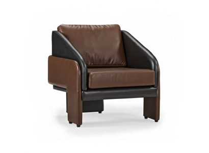 Brown-Grey Club Armchair Luxurious Lounge Chair Relaxing Single-Seater Armchair