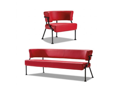 Red sofa set modern faux leather bench designer single-seater 2-piece set