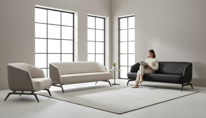 Black-and-white couch set luxurious 2x three-seater leather armchair set of 3