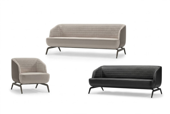 Black-and-white couch set luxurious 2x three-seater leather armchair set of 3