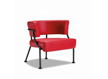 Luxurious red armchair designer leather single-seater upholstered club chair