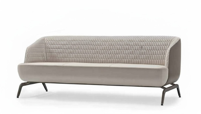 White upholstered couch designer living room seating furniture 3-seater fabric sofa