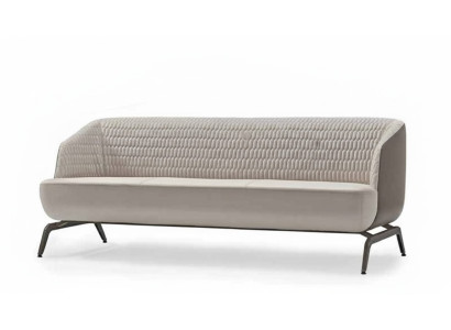 White upholstered couch designer living room seating furniture 3-seater fabric sofa