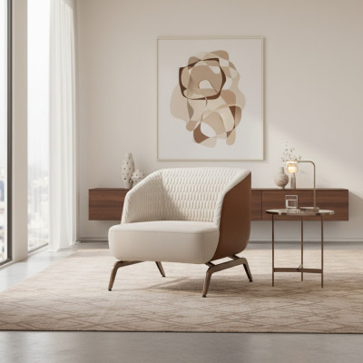 Luxurious white armchair designer relax single upholstered TV armchair