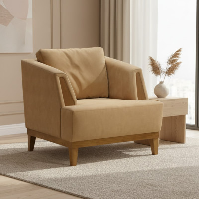 Brown upholstered armchair designer textile single-seat modern TV armchair