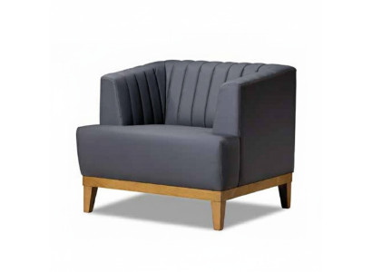 Gray Club Armchair Designer Fabric Armchair Elegant Living Room Wingback Chair