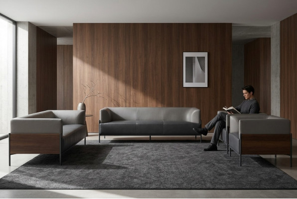 Multifunctional Sofa Set Leather Sofa Modern Wood Easy Care Solid Color