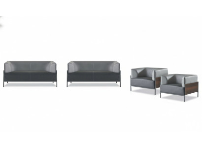 Ergonomic Complete Sofa Set 4-piece Black Designer Upholstery Modern Style
