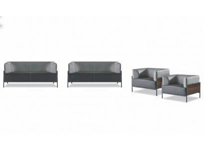 Ergonomic Complete Sofa Set 4-piece Black Designer Upholstery Modern Style