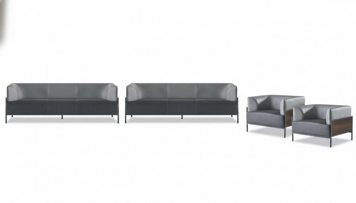 Exclusive Universal Sofa Set 4pcs Leather Black Modern Designer