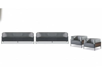 Exclusive Universal Sofa Set 4pcs Leather Black Modern Designer