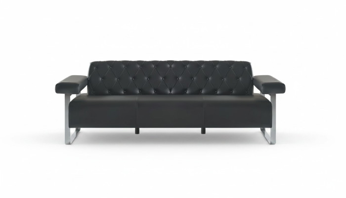 Chesterfield Design 3-Seater Sofa Black Solid Color Modern Design Style