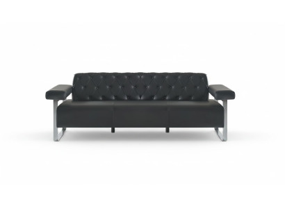 Chesterfield Design 3-Seater Sofa Black Solid Color Modern Design Style