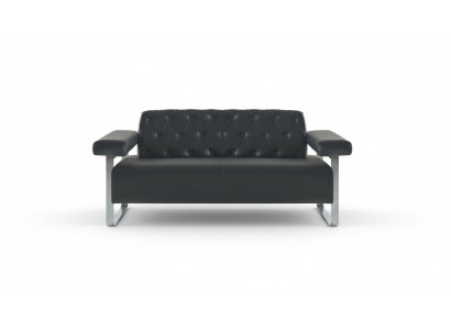 Luxury Black 2-Seater Sofa Chesterfield Style Original Designer Modern