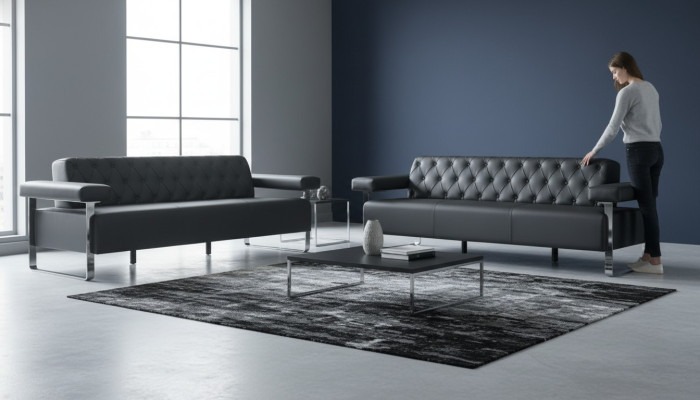 Sofa set office leather sofas 2-piece 3-seater Chesterfield modern designer